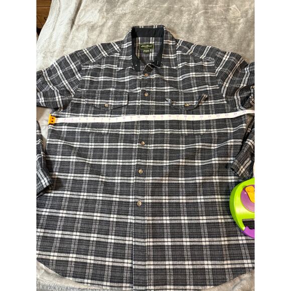 NWOT Eddie Bauer Size Large Men Heavy Weight 100% Cotton Flannel Shacket Gray - Picture 8 of 9